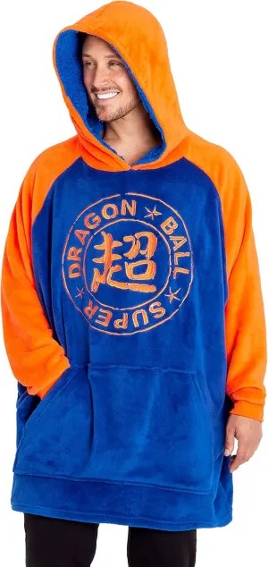 Dragon Ball Z Oversized Hoodie Blanket for Men, Anime Mens Hoodies (Blue/Orange)