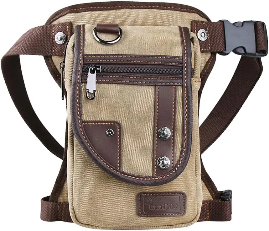 Drop Leg bag Motorcycle Durable Canvas Multi-Pocket Support Max Waistline of 56 Inch