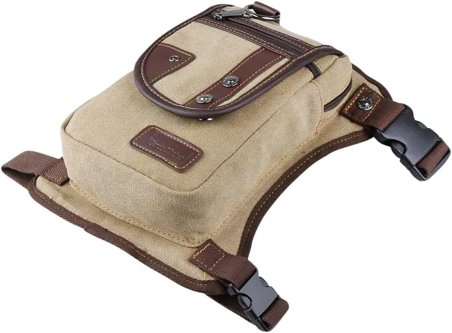 Drop Leg bag Motorcycle Durable Canvas Multi-Pocket Support Max Waistline of 56 Inch