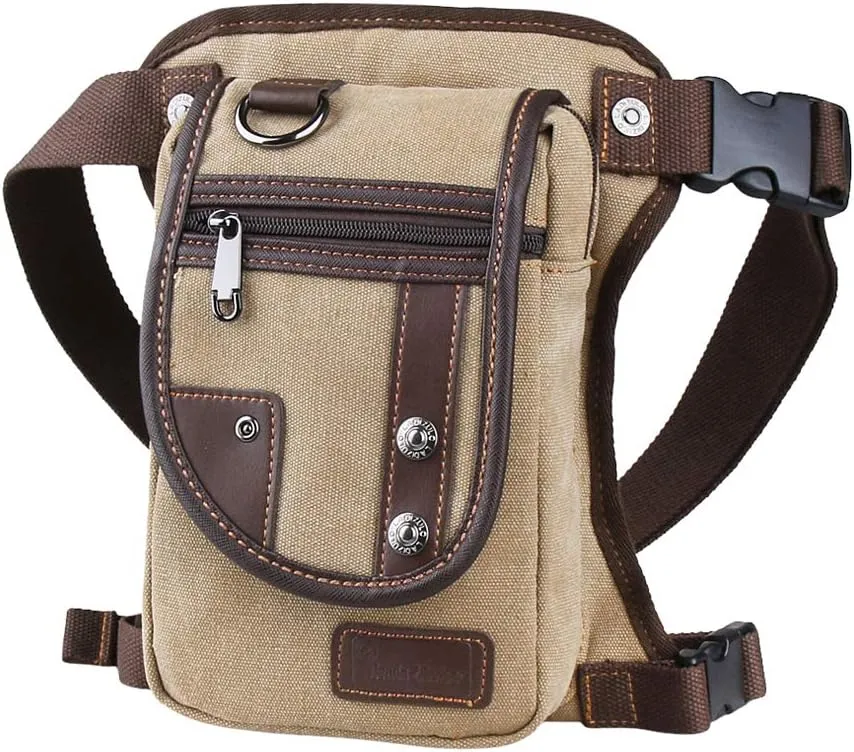 Drop Leg bag Motorcycle Durable Canvas Multi-Pocket Support Max Waistline of 56 Inch