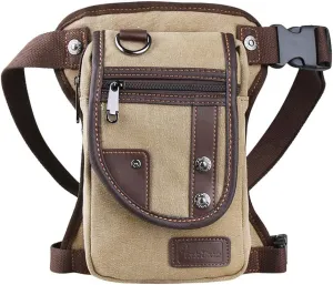 Drop Leg bag Motorcycle Durable Canvas Multi-Pocket Support Max Waistline of 56 Inch