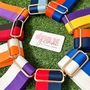 DUAL STRIPED GAMEDAY CANVAS ADJUSTABLE BAG STRAPS -22 COLORS