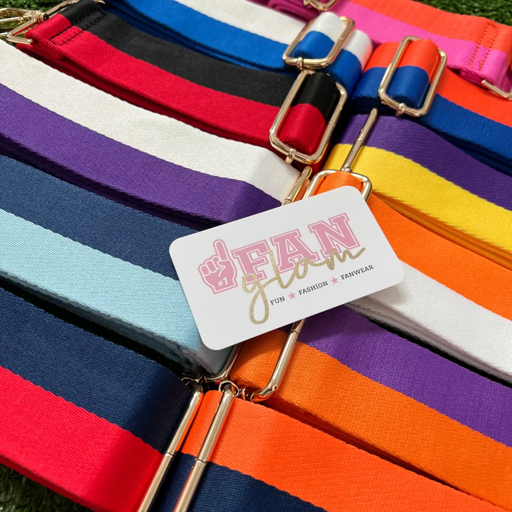 DUAL STRIPED GAMEDAY CANVAS ADJUSTABLE BAG STRAPS -22 COLORS