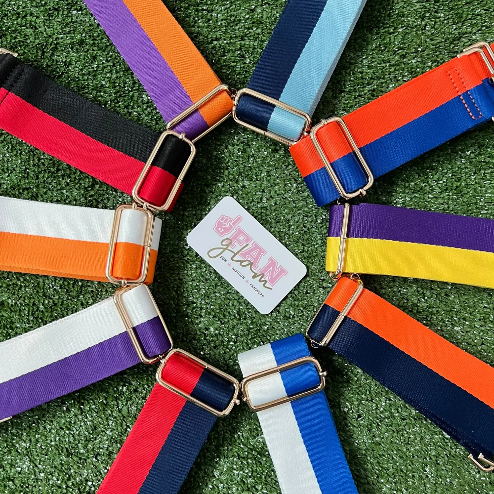 DUAL STRIPED GAMEDAY CANVAS ADJUSTABLE BAG STRAPS -22 COLORS