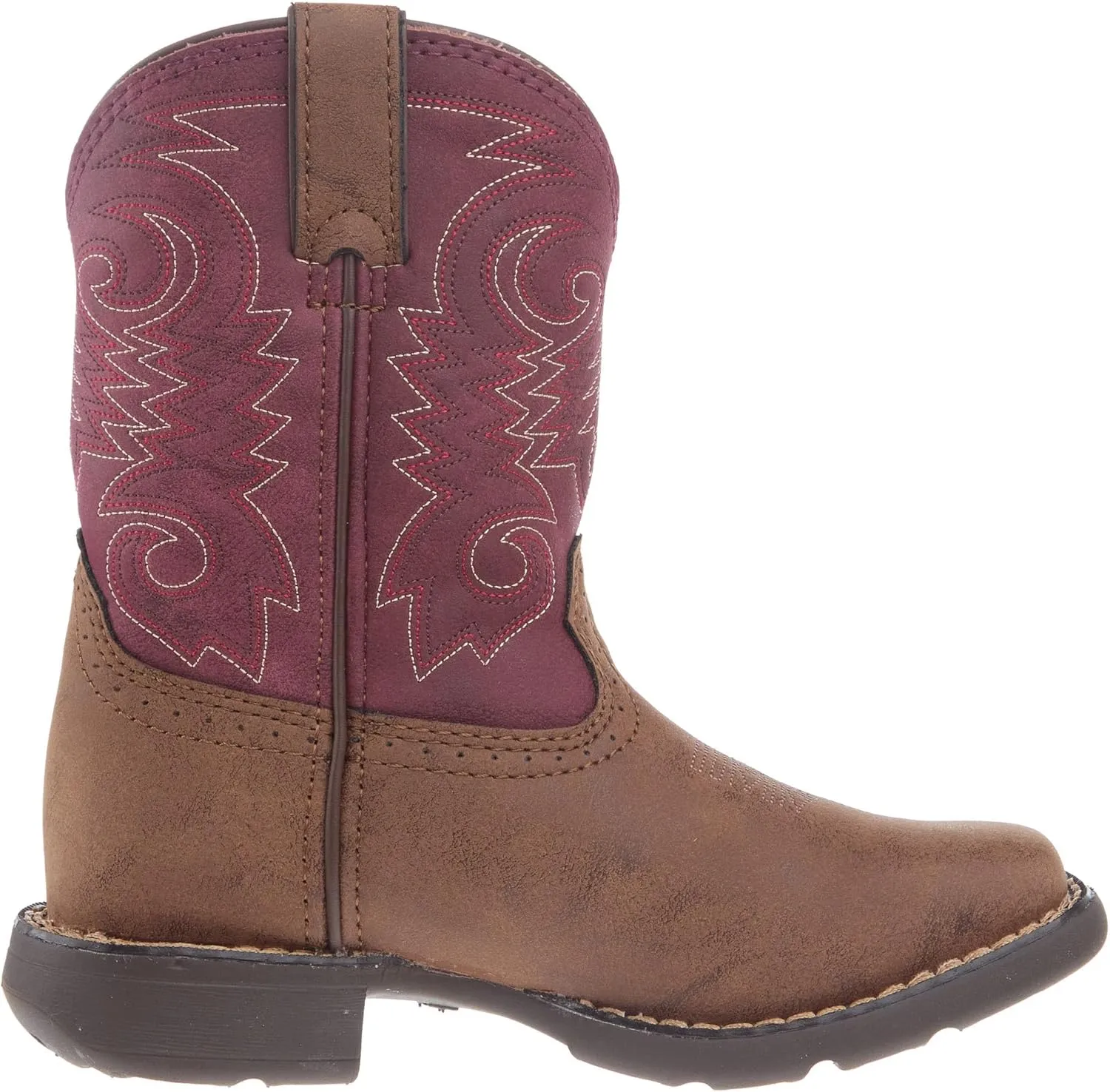 Durango Lil Big Kids' Briar Red Western Boot, Briar Brown And Brick Red