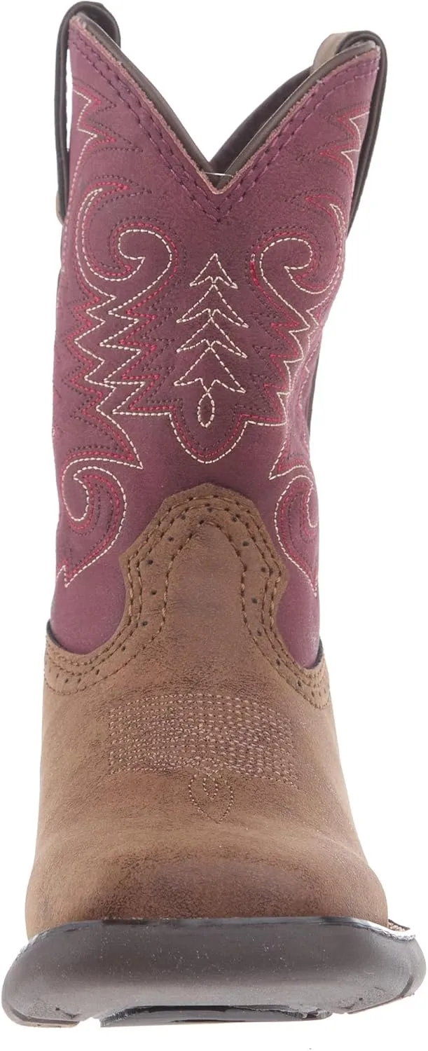 Durango Lil Big Kids' Briar Red Western Boot, Briar Brown And Brick Red