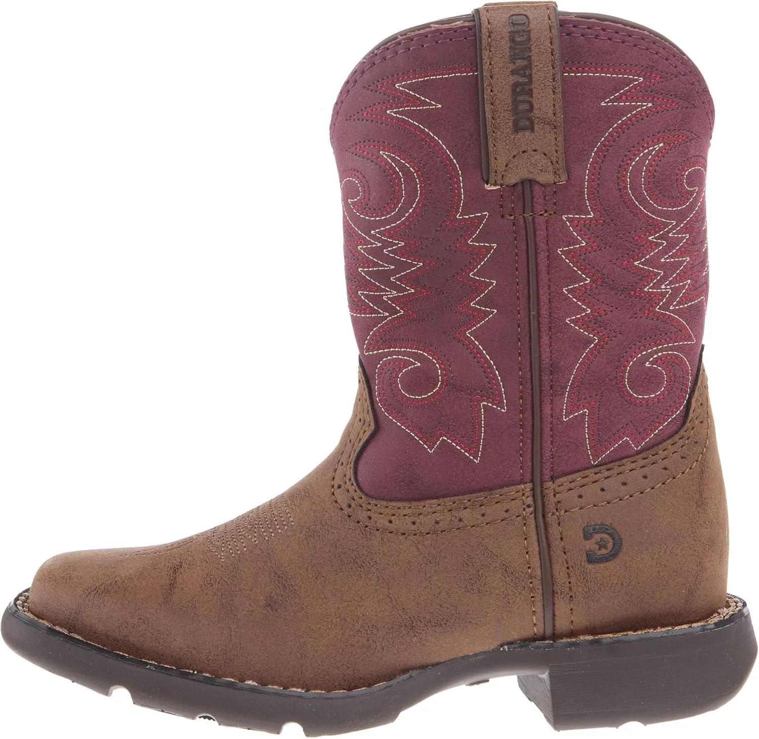 Durango Lil Big Kids' Briar Red Western Boot, Briar Brown And Brick Red
