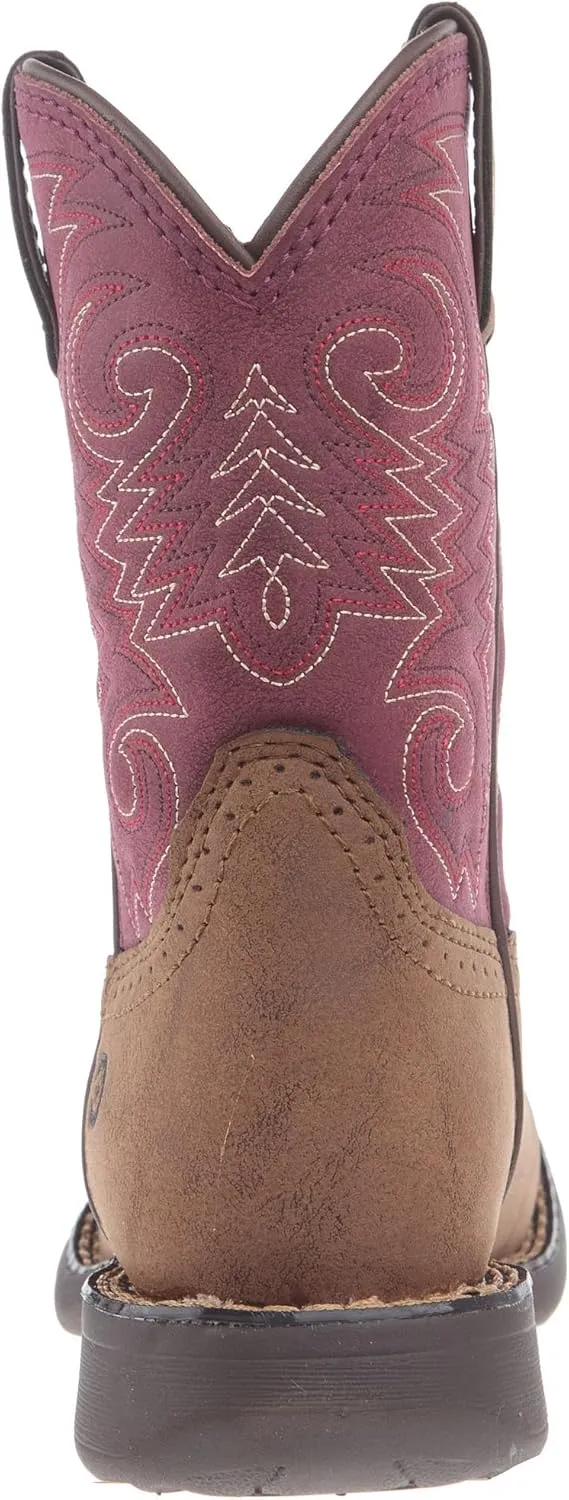 Durango Lil Big Kids' Briar Red Western Boot, Briar Brown And Brick Red