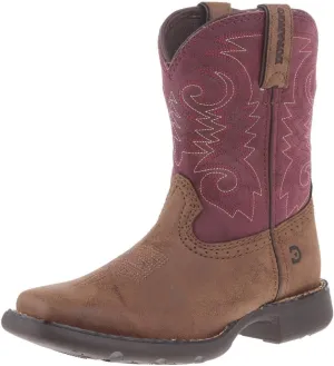 Durango Lil Big Kids' Briar Red Western Boot, Briar Brown And Brick Red