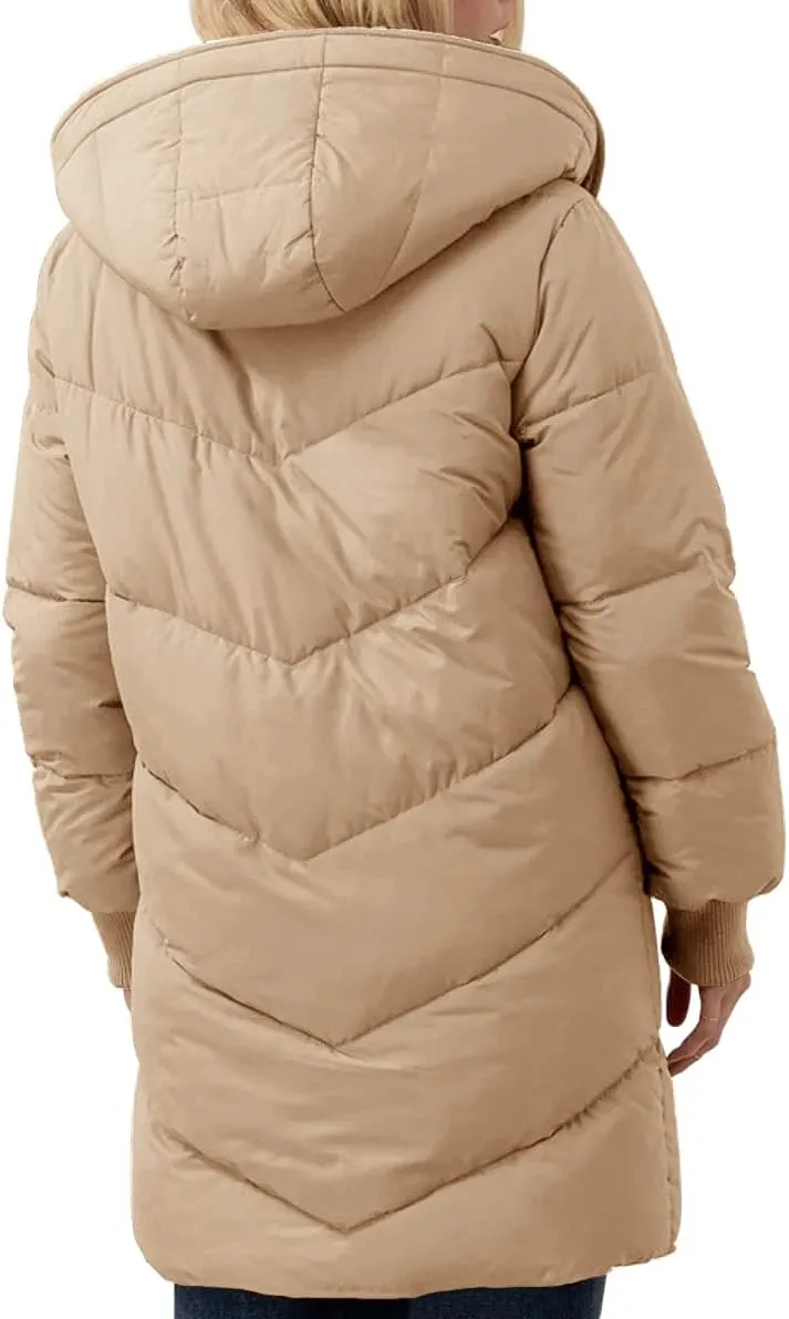Ebifin Womens Winter Warm Coats Sherpa Fleece Lined Long Hooded Puffer Jacket