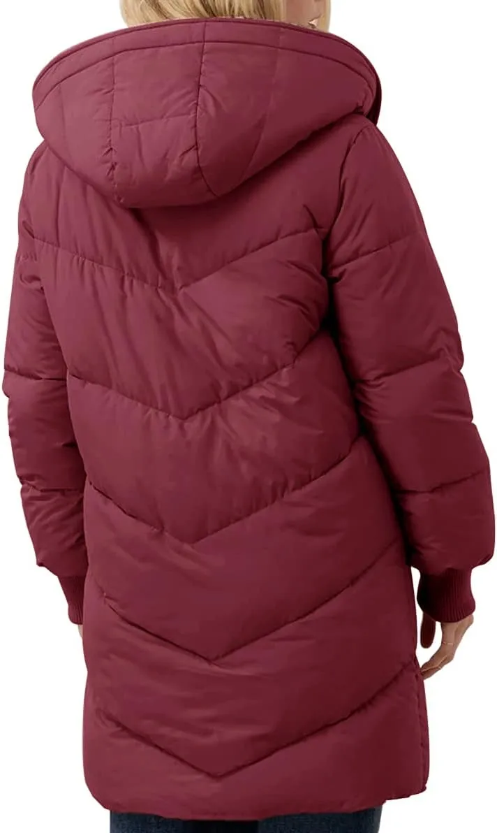 Ebifin Womens Winter Warm Coats Sherpa Fleece Lined Long Hooded Puffer Jacket