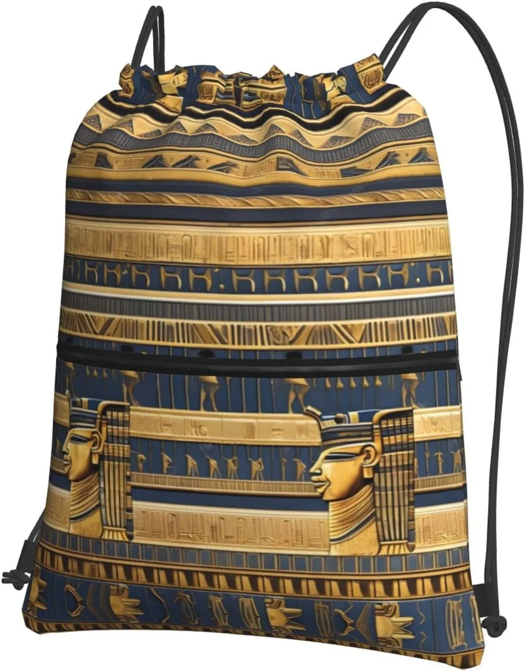 Egyptian Pharaonic Frescoes Print Drawstring Backpack â€“ Lightweight & Durable Gym Bag for Sports, Travel, Hiking, Yoga, and More