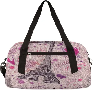 Eiffel Tower Flower Kids Duffel Bag for Girls Boys Teens, Eiffel Tower Oil Painting Dance Bag Overnight Small Duffel Bag Carry On Weekend Sports Gym Travel Bag for School Practice Gymnastics Ballet