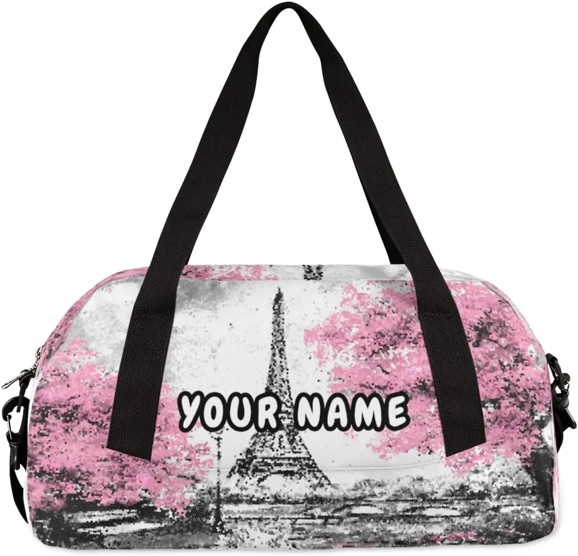 Eiffel Tower Painting Personalized Kids Duffel Bag for Girls, Eiffel Tower Debris Custom Dance Bag Overnight Small Duffel Bag Carry On Weekend Sports Travel Bag for School Practice Gymnastics Ballet