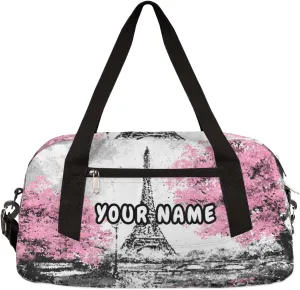 Eiffel Tower Painting Personalized Kids Duffel Bag for Girls, Eiffel Tower Debris Custom Dance Bag Overnight Small Duffel Bag Carry On Weekend Sports Travel Bag for School Practice Gymnastics Ballet