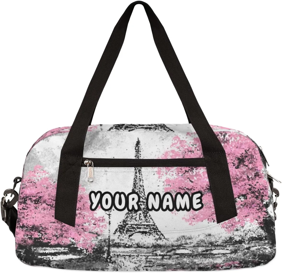 Eiffel Tower Painting Personalized Kids Duffel Bag for Girls, Eiffel Tower Debris Custom Dance Bag Overnight Small Duffel Bag Carry On Weekend Sports Travel Bag for School Practice Gymnastics Ballet