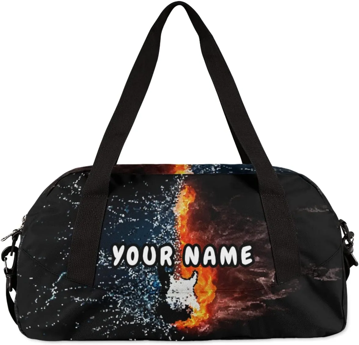 Electric Guitar Personalized Kids Duffel Bag for Girls Boys, Guitar Debris Custom Dance Bag Overnight Small Duffel Bag Carry On Weekend Sports Travel Bag for School Practice Gymnastics Ballet