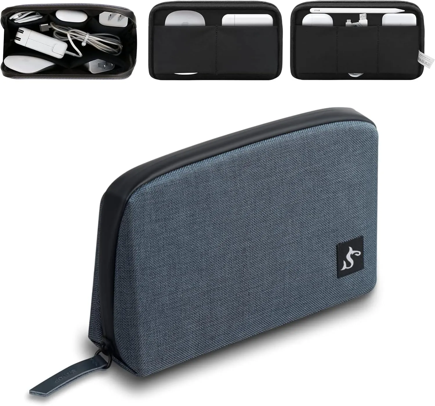 Electronic Organizer Travel Case – Waterproof Cable Bag for Cord, Charger, Hard Disk, Power Bank – Small Tech Storage for Travel, Backpack, Business Trip, Airplane (Blue)