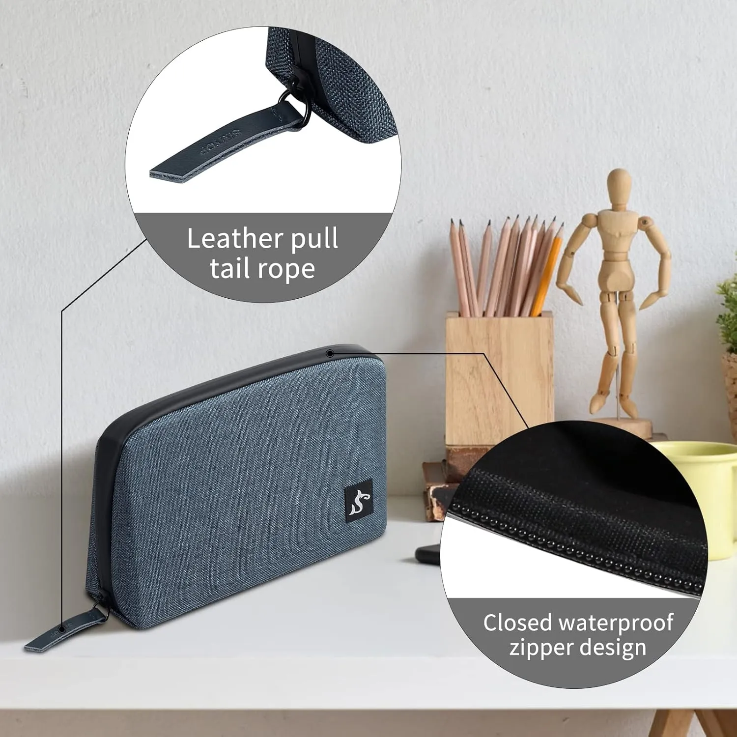 Electronic Organizer Travel Case – Waterproof Cable Bag for Cord, Charger, Hard Disk, Power Bank – Small Tech Storage for Travel, Backpack, Business Trip, Airplane (Blue)