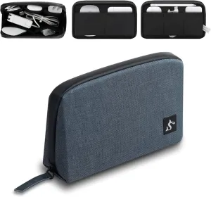 Electronic Organizer Travel Case – Waterproof Cable Bag for Cord, Charger, Hard Disk, Power Bank – Small Tech Storage for Travel, Backpack, Business Trip, Airplane (Blue)