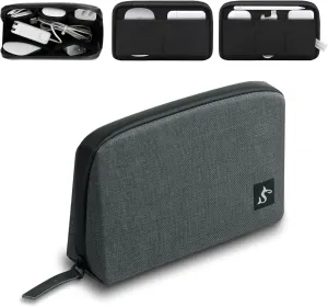 Electronic Organizer Travel Case – Waterproof Cable Bag for Cord, Charger, Hard Disk, Power Bank – Small Tech Storage for Travel, Backpack, Business Trip, Airplane (Dark Gray)