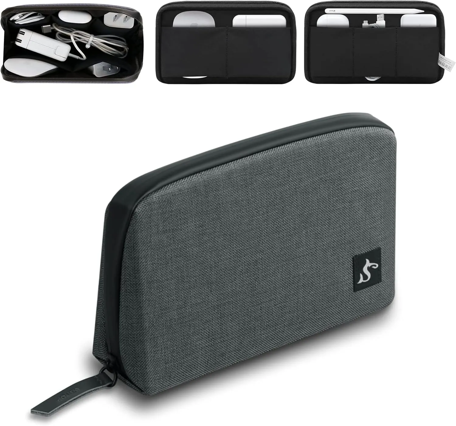Electronic Organizer Travel Case – Waterproof Cable Bag for Cord, Charger, Hard Disk, Power Bank – Small Tech Storage for Travel, Backpack, Business Trip, Airplane (Dark Gray)