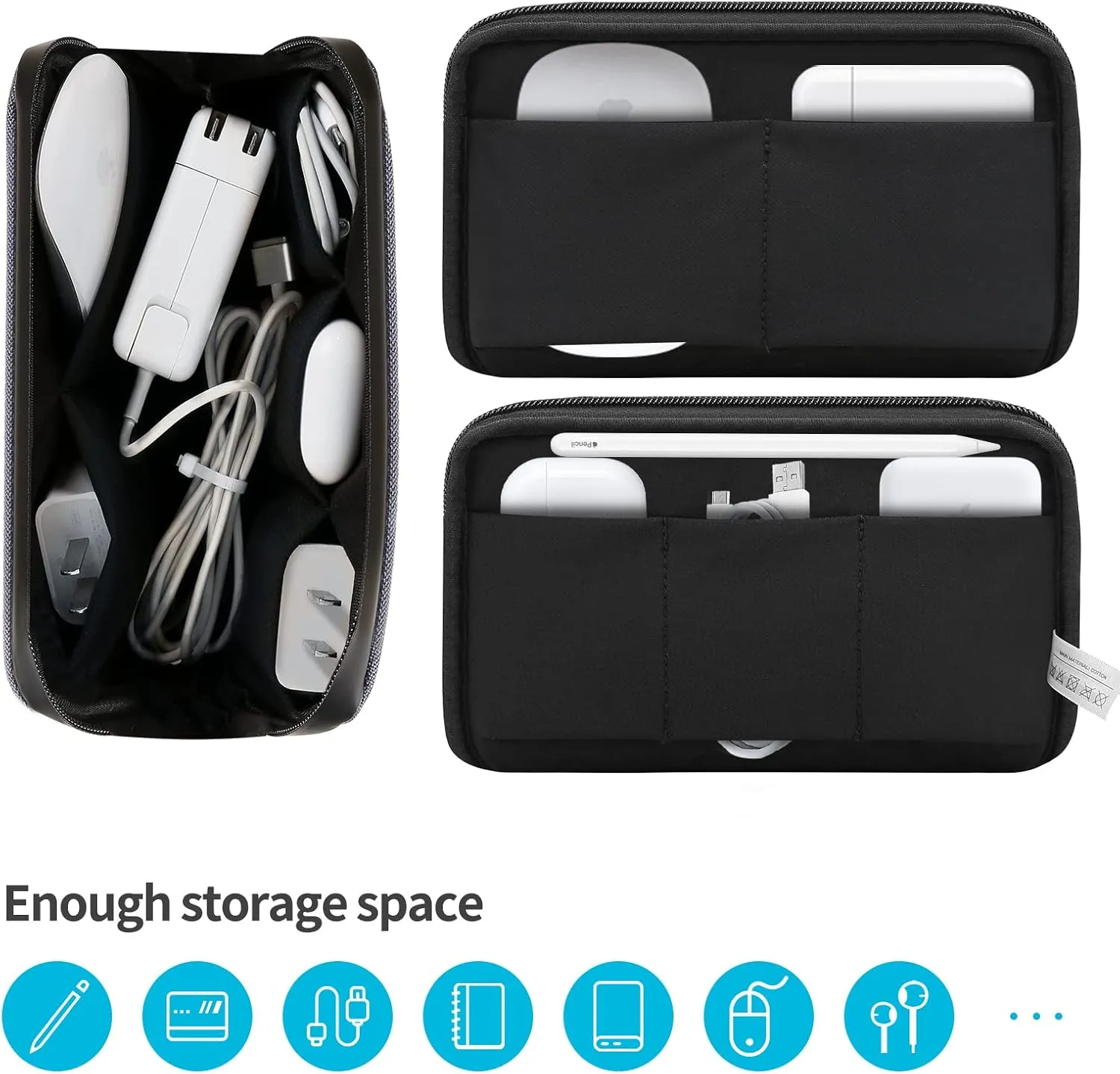Electronic Organizer Travel Case – Waterproof Cable Bag for Cord, Charger, Hard Disk, Power Bank – Small Tech Storage for Travel, Backpack, Business Trip, Airplane (Dark Gray)