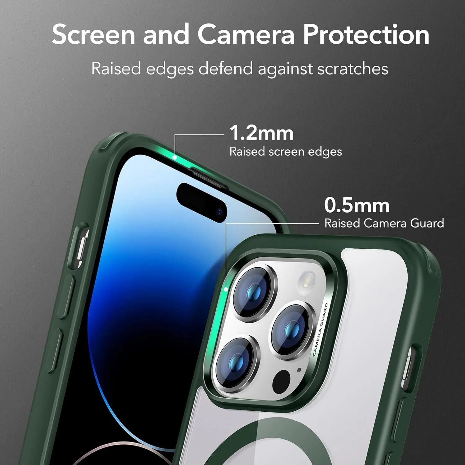 ESR for iPhone 14 Pro Max Case, Compatible with MagSafe, Shockproof Military-Grade Protection, Yellowing Resistant, Magnetic Classic Hybrid Case (HaloLock), Clear Green