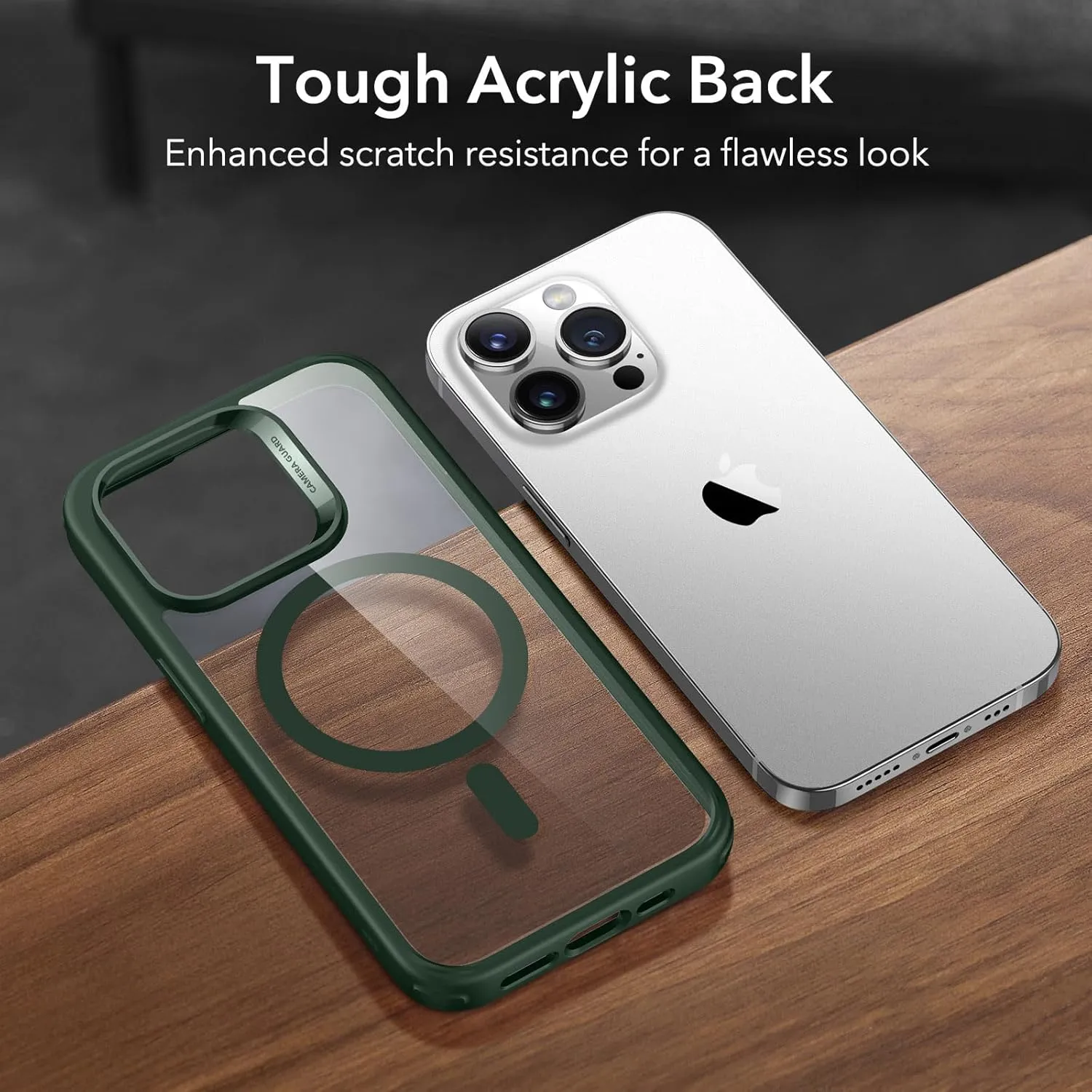 ESR for iPhone 14 Pro Max Case, Compatible with MagSafe, Shockproof Military-Grade Protection, Yellowing Resistant, Magnetic Classic Hybrid Case (HaloLock), Clear Green