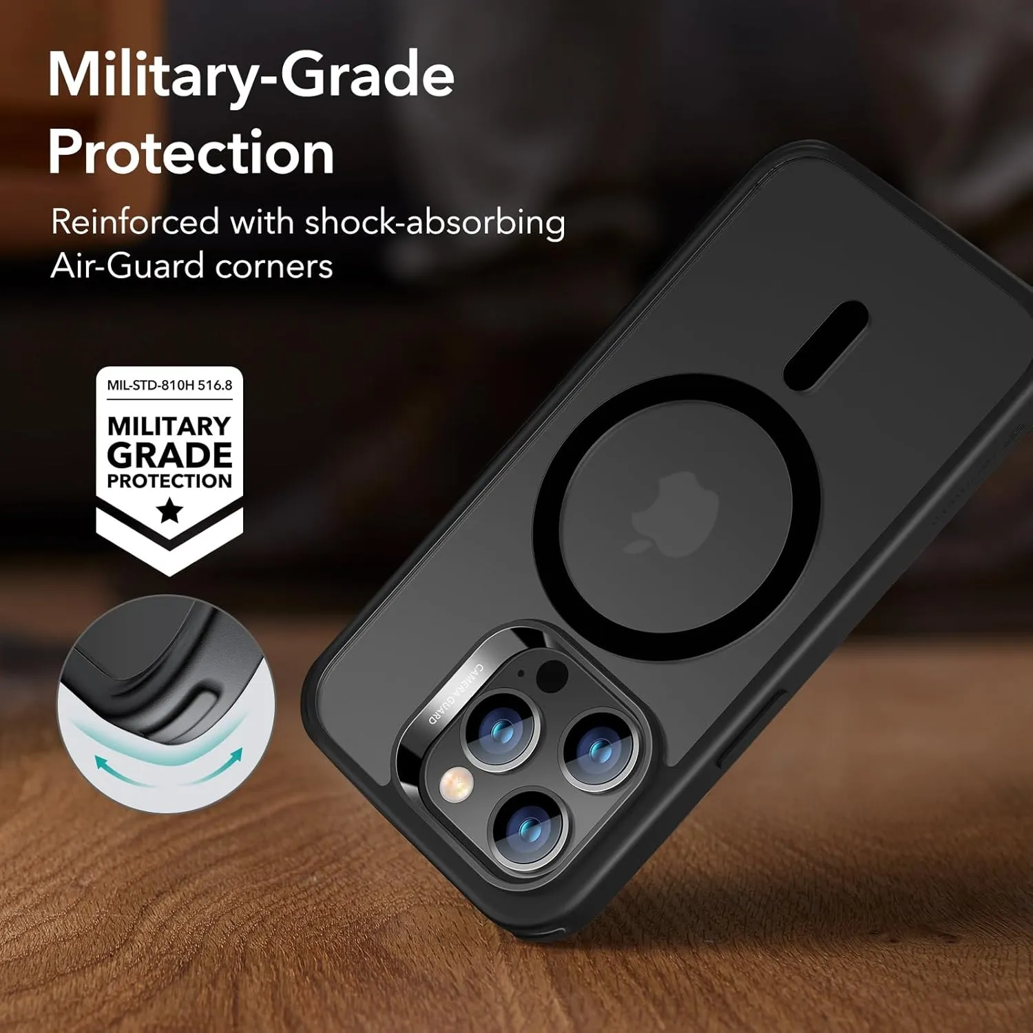 ESR Military-Grade MagSafe Compatible Shockproof Yellowing Resistant Magnetic Case for iPhone 14 Pro Max, Frosted Black