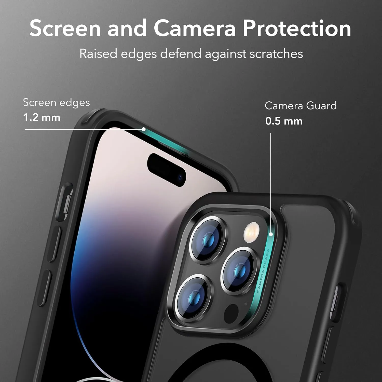 ESR Military-Grade MagSafe Compatible Shockproof Yellowing Resistant Magnetic Case for iPhone 14 Pro Max, Frosted Black