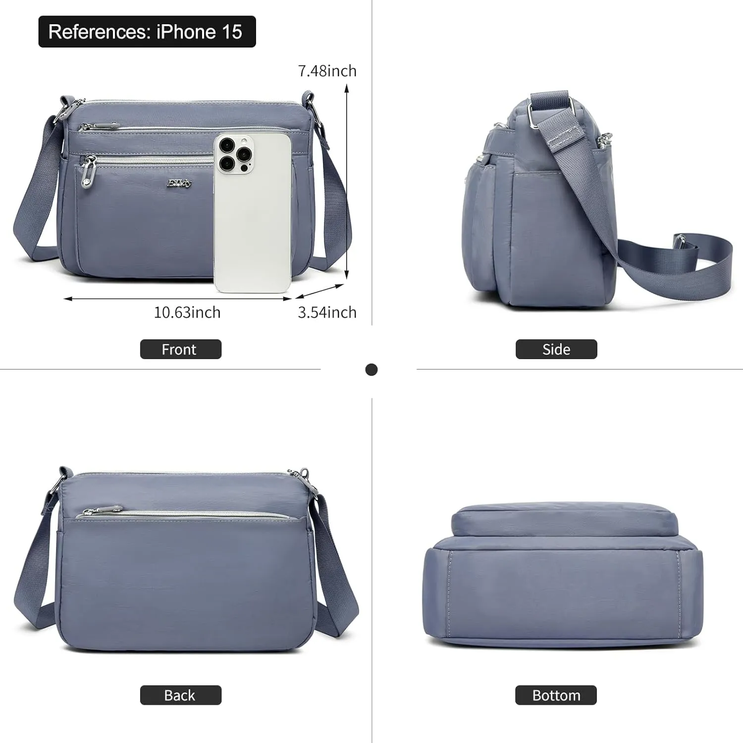 ETidy Casual Nylon Shoulder Bag For Women Waterproof Lightweight Crossbody Purse Hobo Bag