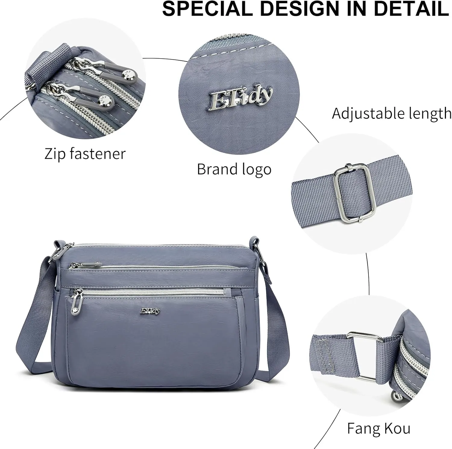 ETidy Casual Nylon Shoulder Bag For Women Waterproof Lightweight Crossbody Purse Hobo Bag