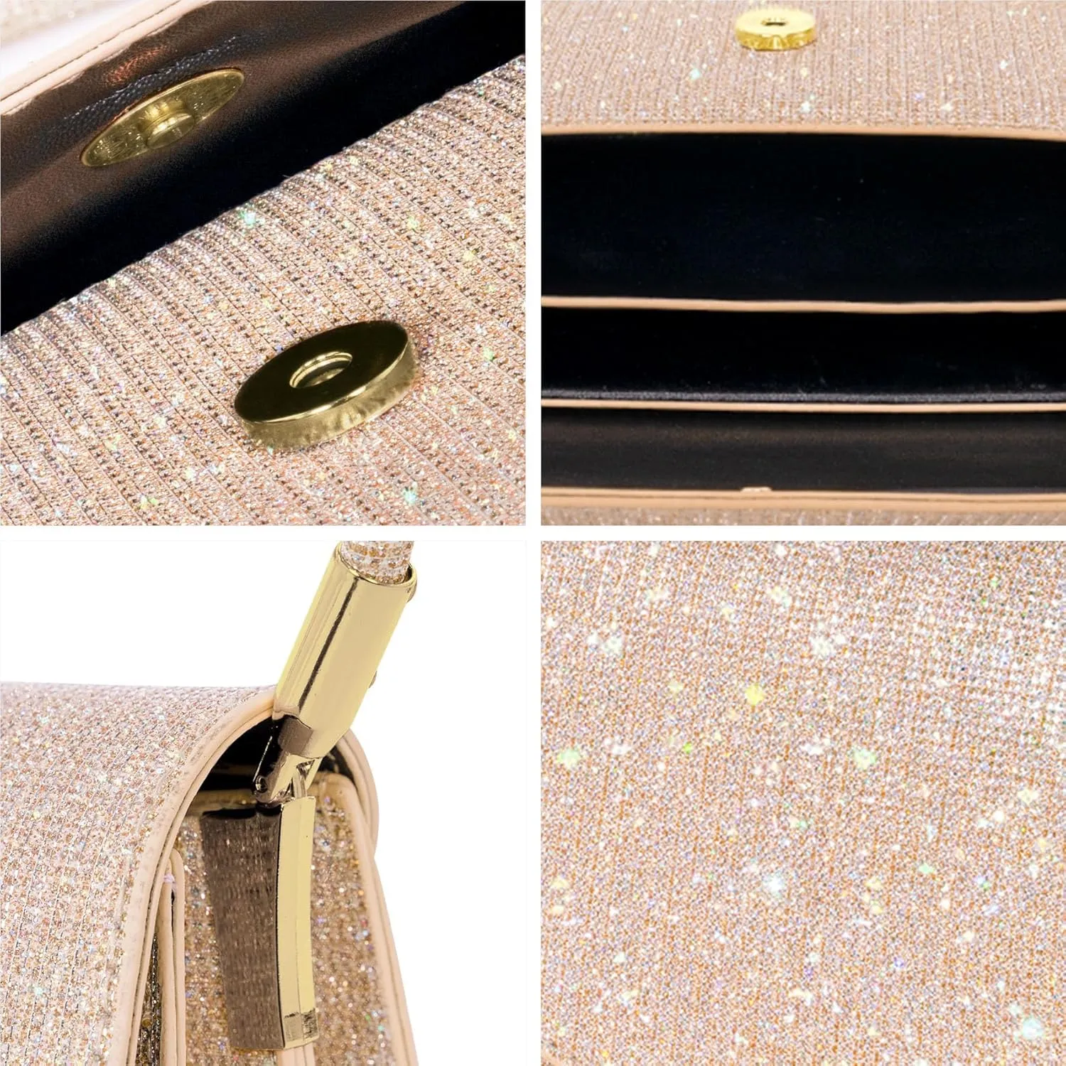 Evening Bag Formal Clutch Purses for Women Lady Girl Glitter Handbags Asymmetrical Flap Shouder Bag for Wedding Party