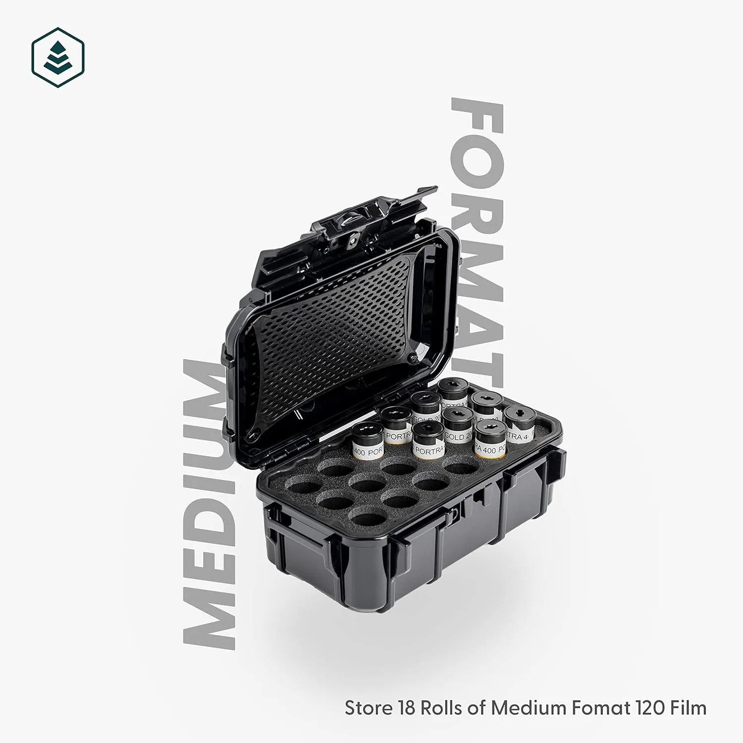 Evergreen 120mm Film Storage Case | Holds 18 Rolls of Medium Format Film | Preserve and Protect Your Film | Waterproof, Crushproof, & Freezer Safe (Film Not Included) (Clear)