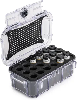 Evergreen 120mm Film Storage Case | Holds 18 Rolls of Medium Format Film | Preserve and Protect Your Film | Waterproof, Crushproof, & Freezer Safe (Film Not Included) (Clear)