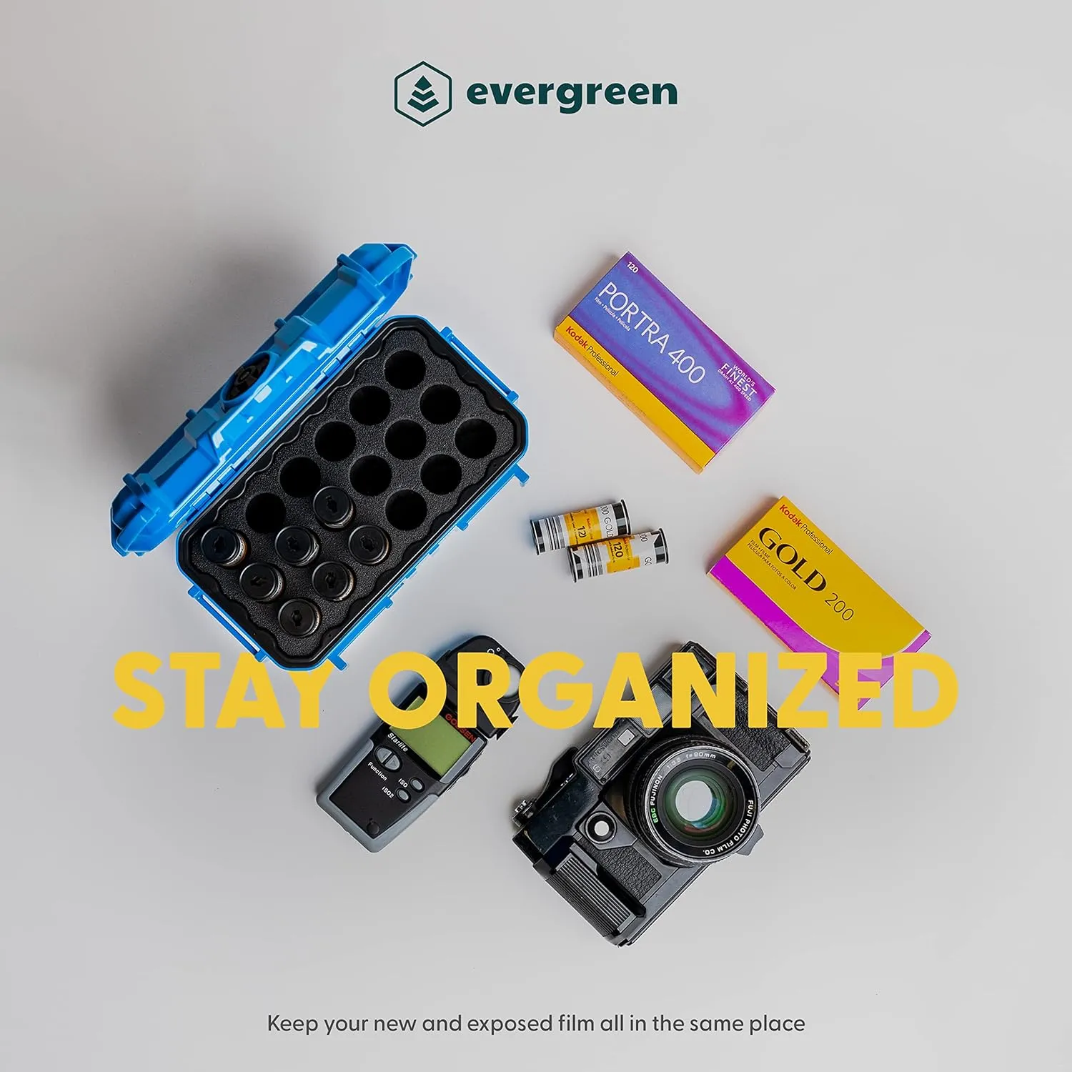 Evergreen 120mm Film Storage Case | Holds 18 Rolls of Medium Format Film | Preserve and Protect Your Film | Waterproof, Crushproof, & Freezer Safe (Film Not Included) (Clear)