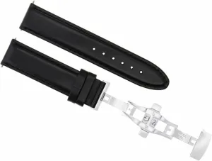 Ewatchparts 18mm Smooth Leather Watch Band Strap Waterproof Compatible With Baume Mercier Watch Black