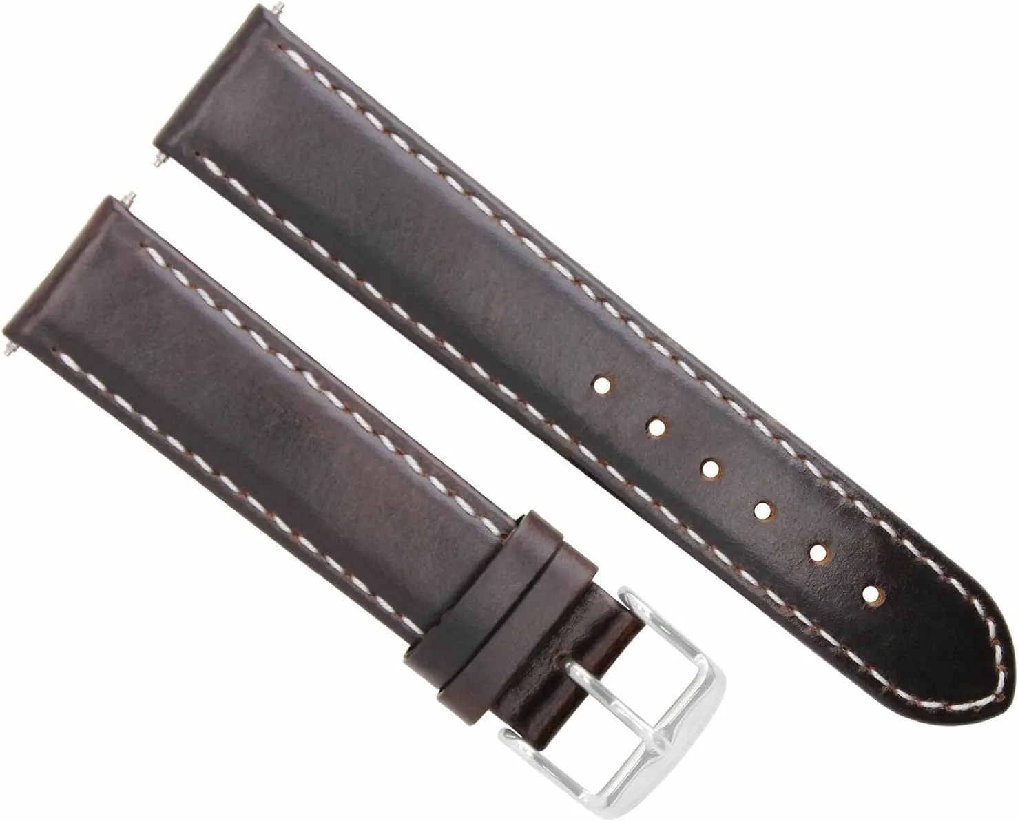 Ewatchparts 20mm Smooth Leather Watch Band Strap Compatible With Ulysse Nardin Watch Waterriif Dark Brown With White Stitching