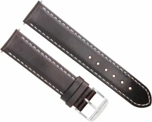 Ewatchparts 20mm Smooth Leather Watch Band Strap Compatible With Ulysse Nardin Watch Waterriif Dark Brown With White Stitching