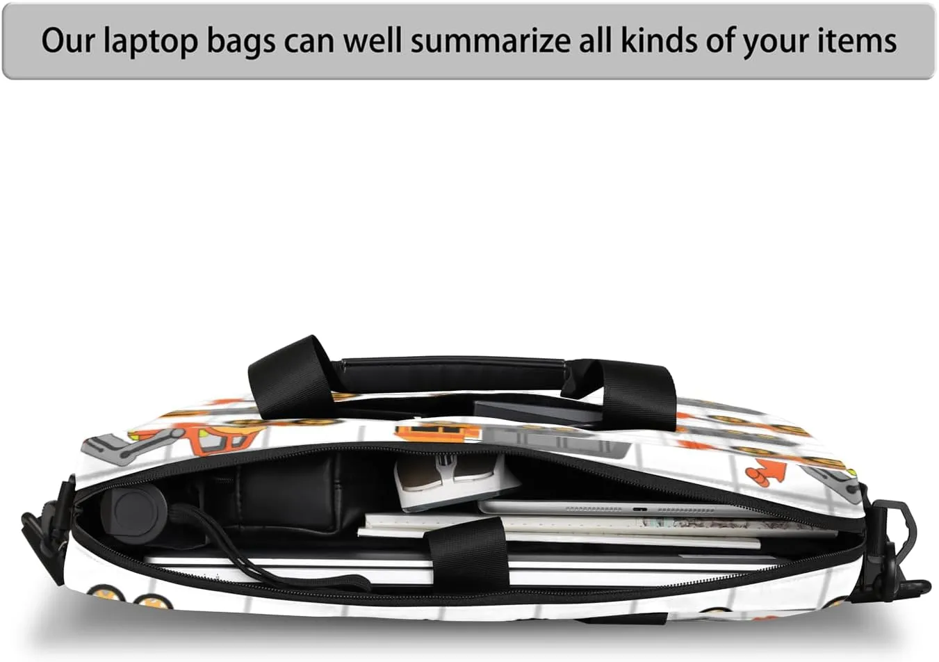 Excavator Tractor Machinery Trucks Laptop Sleeve Case 14 15 15.6 inch, Excavator Tractor Machinery Trucks Laptop Briefcase Shoulder Bag Waterproof Travel Computer Cover Carrying Bags