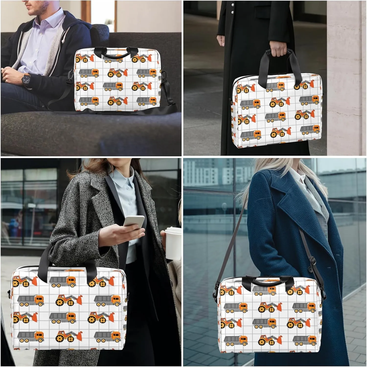 Excavator Tractor Machinery Trucks Laptop Sleeve Case 14 15 15.6 inch, Excavator Tractor Machinery Trucks Laptop Briefcase Shoulder Bag Waterproof Travel Computer Cover Carrying Bags