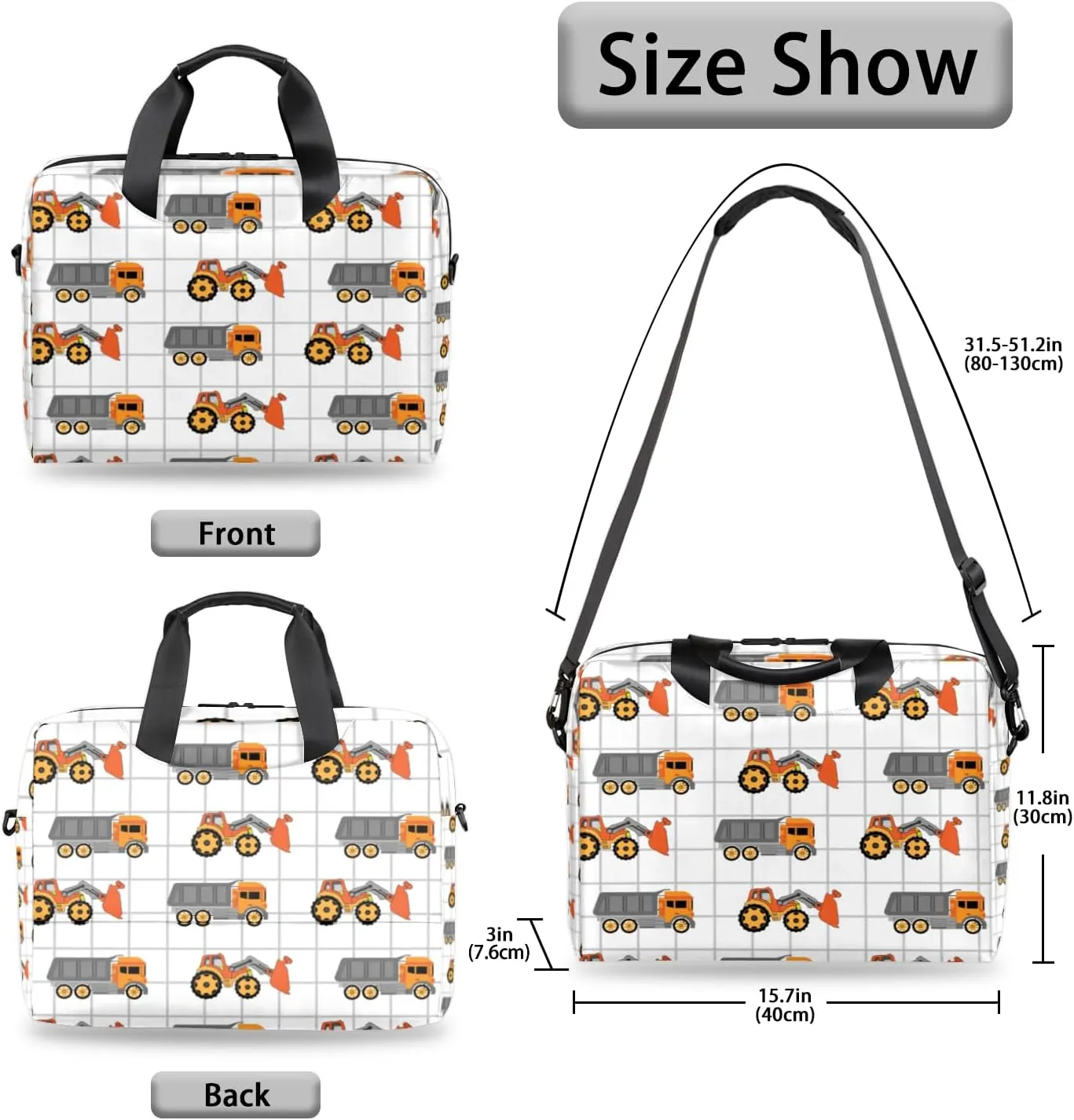 Excavator Tractor Machinery Trucks Laptop Sleeve Case 14 15 15.6 inch, Excavator Tractor Machinery Trucks Laptop Briefcase Shoulder Bag Waterproof Travel Computer Cover Carrying Bags