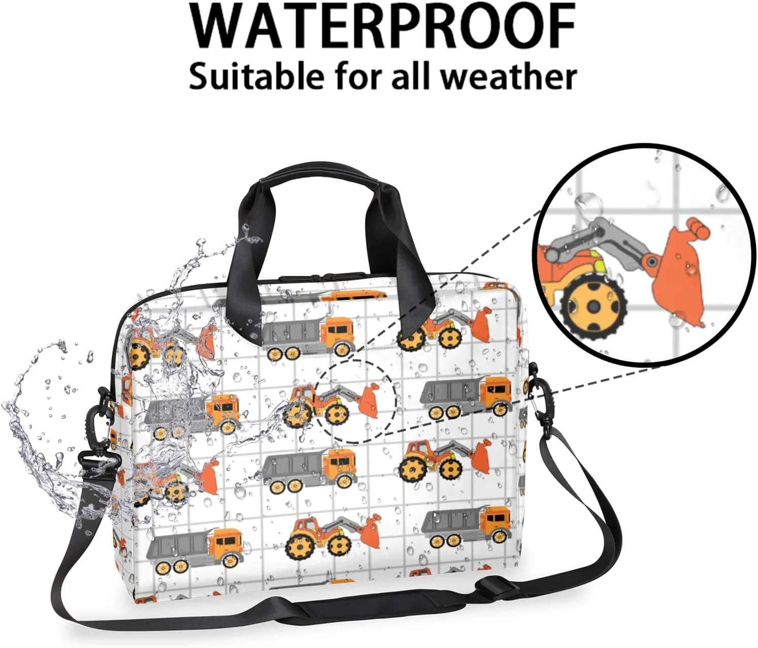 Excavator Tractor Machinery Trucks Laptop Sleeve Case 14 15 15.6 inch, Excavator Tractor Machinery Trucks Laptop Briefcase Shoulder Bag Waterproof Travel Computer Cover Carrying Bags