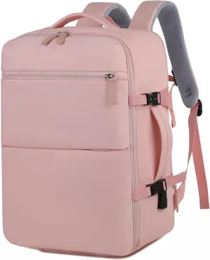 Extra large travel backpack for woman 40L Expandable airline approved backpacks 17.3 inch Laptop and USB Charging Port bags Durable Waterproof Casual bag for Weekender(Pink)
