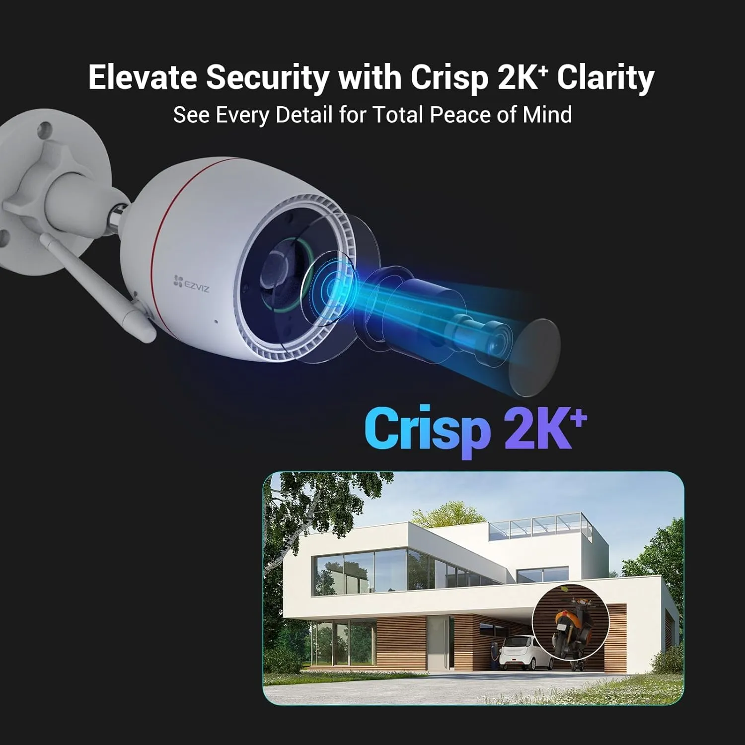 EZVIZ Two-Way Call 2.5K Outdoor Cameras for Home Security Outside, WiFi Surveillance Camera, No Subscription with Color Night Vision, IP67 Waterproof, Motion Detection, Custom Voice Alerts, Alexa
