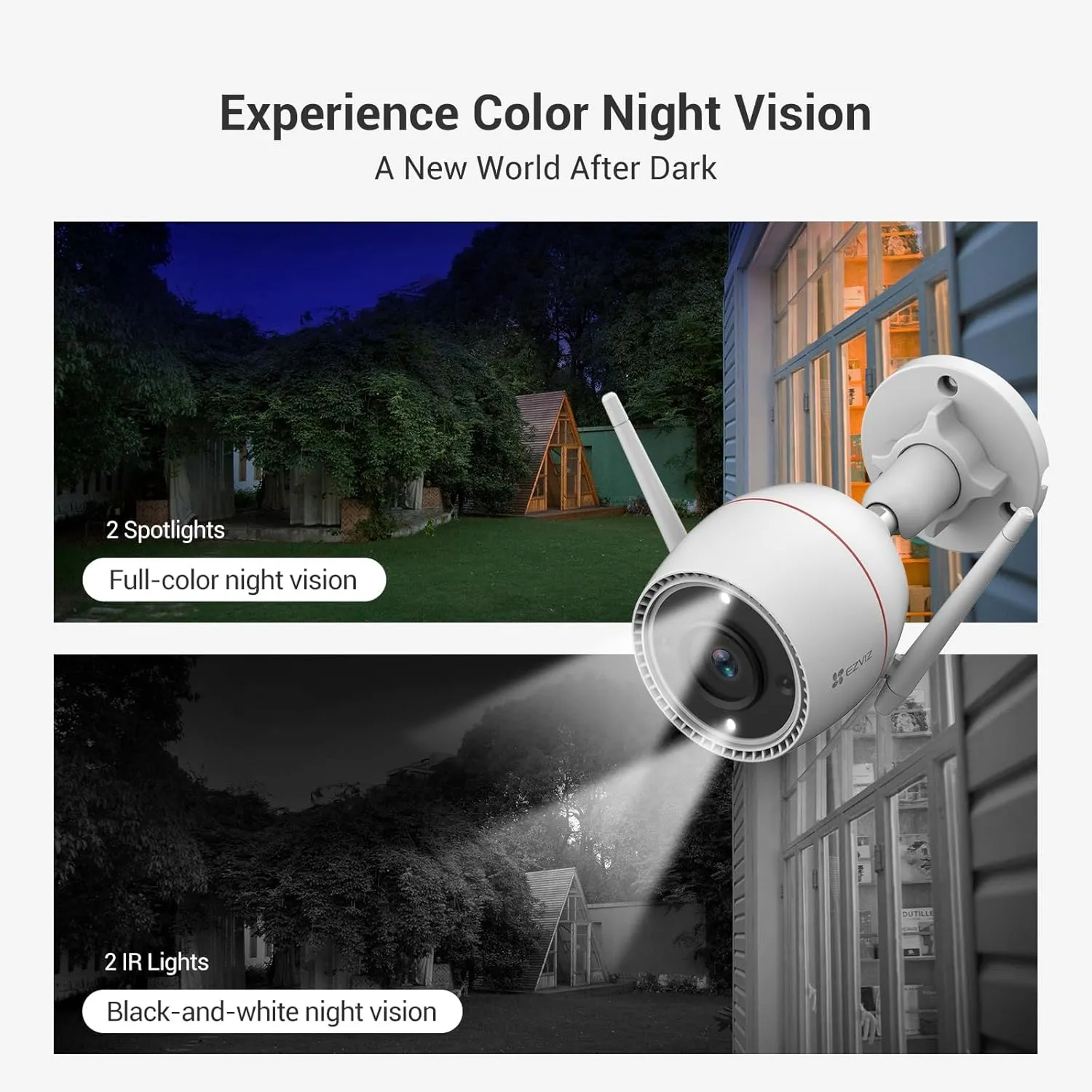EZVIZ Two-Way Call 2.5K Outdoor Cameras for Home Security Outside, WiFi Surveillance Camera, No Subscription with Color Night Vision, IP67 Waterproof, Motion Detection, Custom Voice Alerts, Alexa