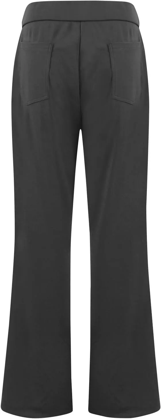 fanmpghleoo Pull On Dress Pants for Women Tummy Control Mini Flare Leggings with Pockets Stretchy Work Business Casual Slacks