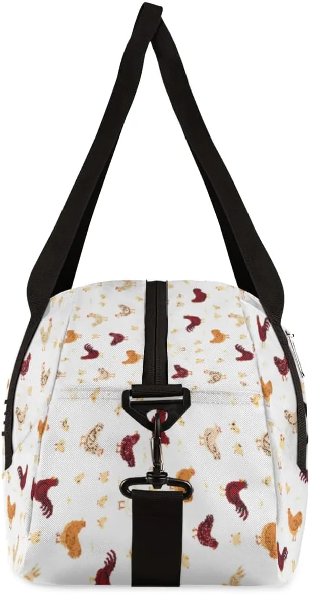Farmhouse Rooster Chicken Personalized Kids Duffel Bag for Girls Boys, Rooster Debris Custom Dance Bag Overnight Small Duffel Bag Carry On Sports Travel Bag for School Practice Gymnastics Ballet