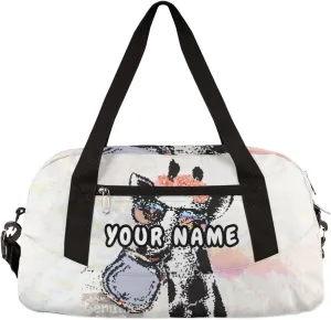 Fashion Floral Giraffe Personalized Kids Duffel Bag for Girls Boys, Giraffe Debris Custom Dance Bag Overnight Small Duffel Bag Carry On Weekend Sports Travel Bag for School Practice Gymnastics Ballet